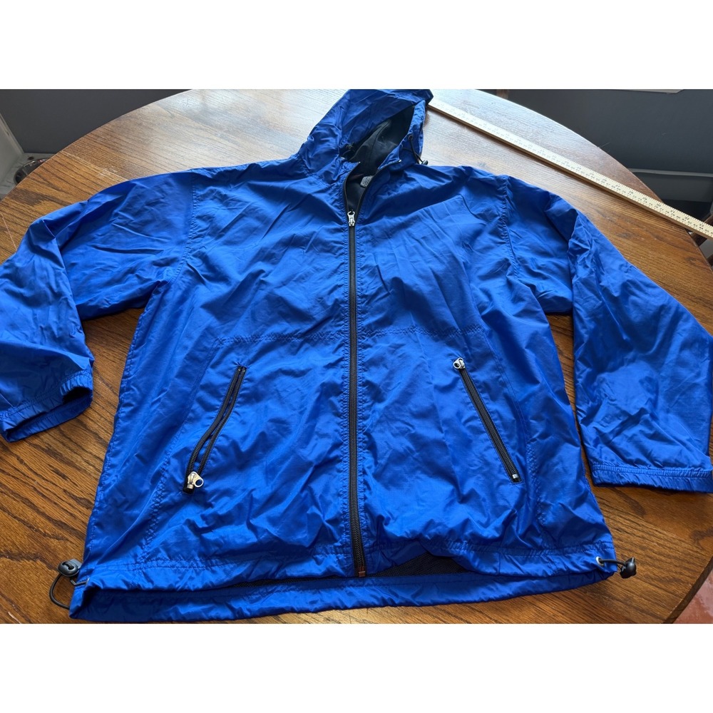 Foot Locker Men Vintage Blue Hooded Windbreaker Jacket Full Zip Mesh Line Size M